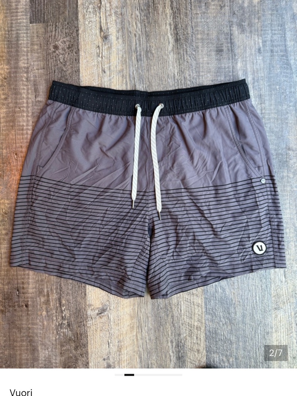 Vuori Men's Slate Gray Striped shorts